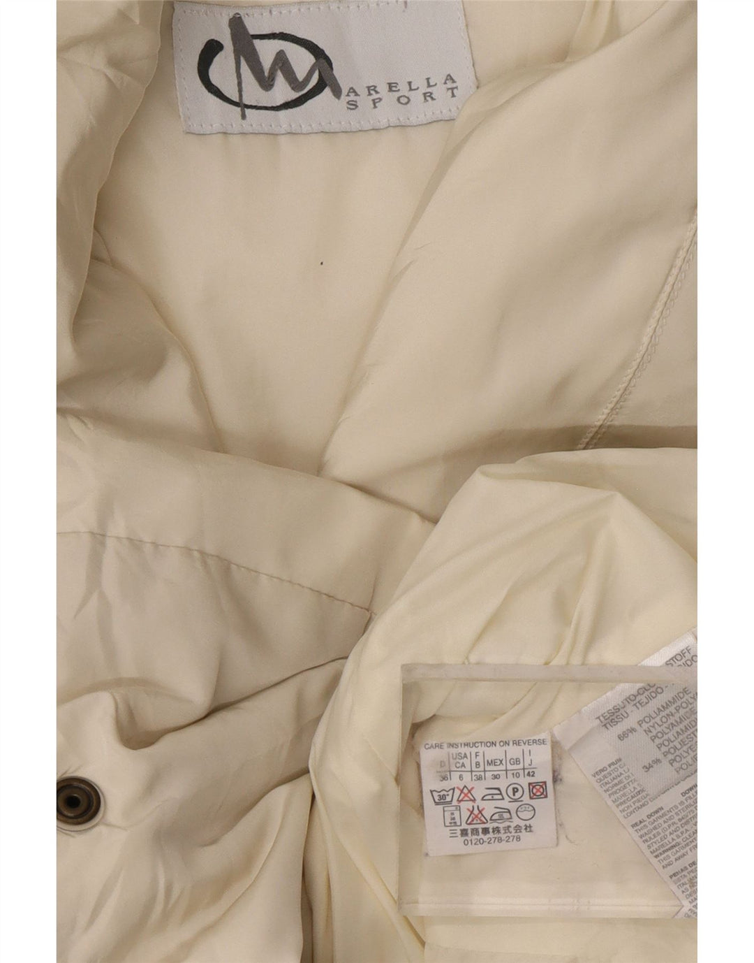 MARELLA Womens Oversized Padded Jacket UK 10 Small  Off White Polyamide