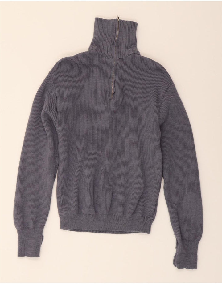 VINTAGE Womens Zip Neck Jumper Sweater IT 50 XL Grey Wool Vintage Vintage and Second-Hand Vintage from Messina Hembry 