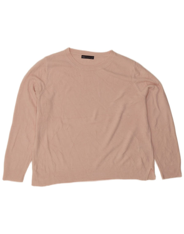 Marks & Spencer Womens Boat Neck Jumper Sweater UK 22 3XL Pink Acrylic