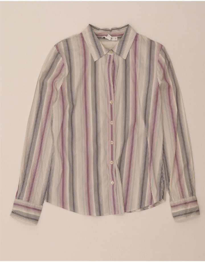 Calvin Klein Womens Shirt UK 14 Medium Multicoloured Striped Cotton