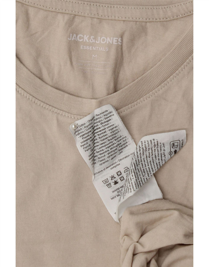 JACK & JONES Mens T-Shirt Top Medium Beige Cotton
