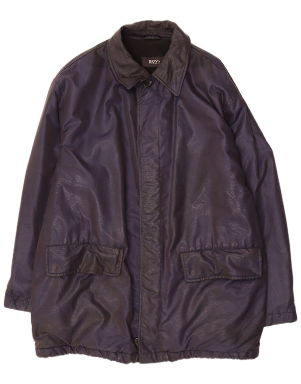 Hugo Boss Mens Windbreaker Jacket IT 54 2XL Navy Blue Nylon
