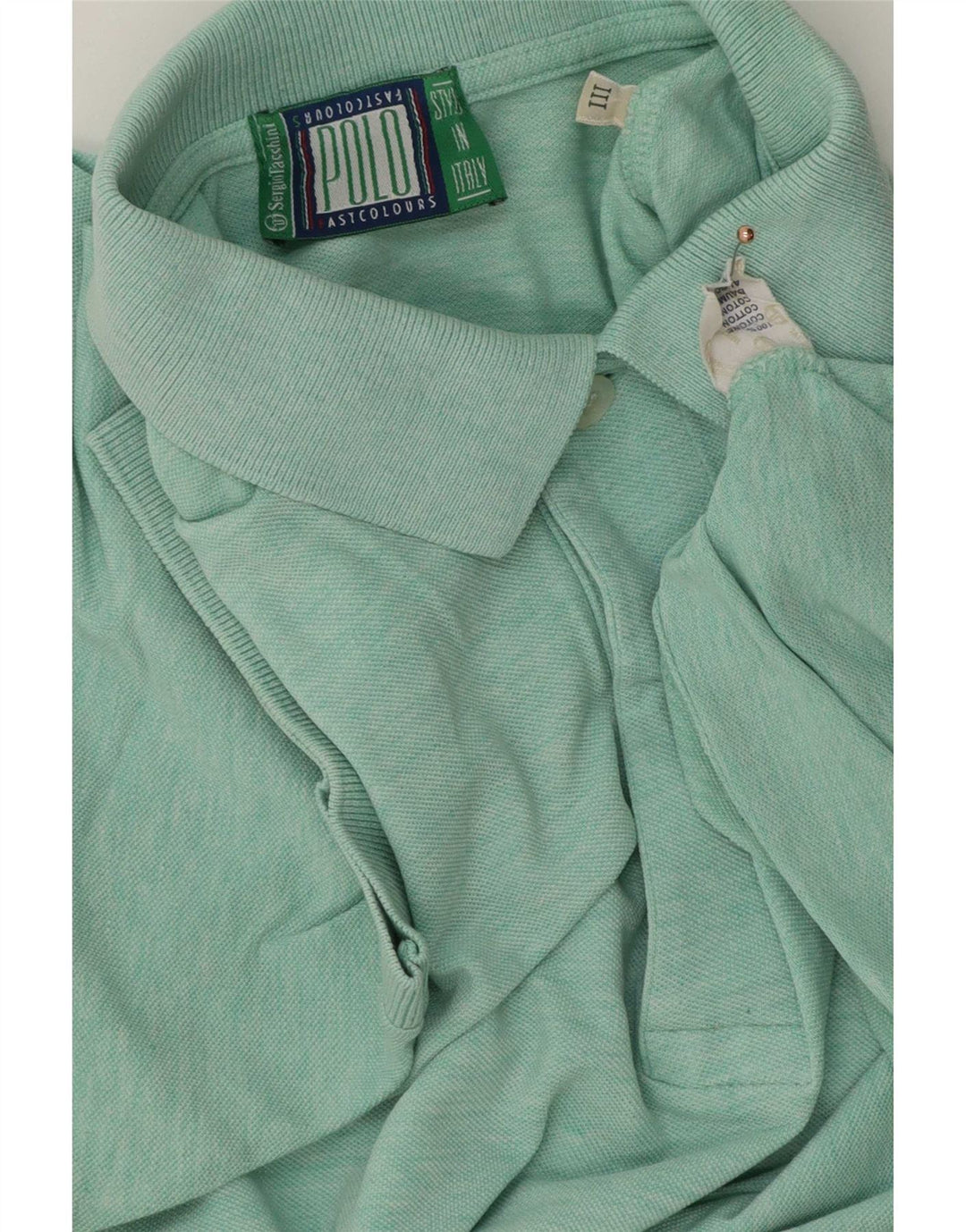 Sergio Tacchini Mens Polo Shirt Medium Green Flecked Cotton