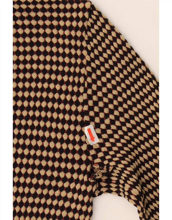 ZARA Womens Crew Neck Jumper Sweater UK 12 Medium Brown Geometric Viscose Vintage Zara and Second-Hand Zara from Messina Hembry 