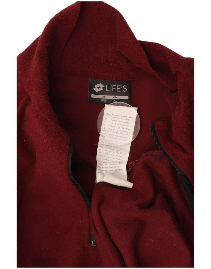 LOTTO Mens Zip Neck Fleece Jumper 2XL Burgundy Polyester
