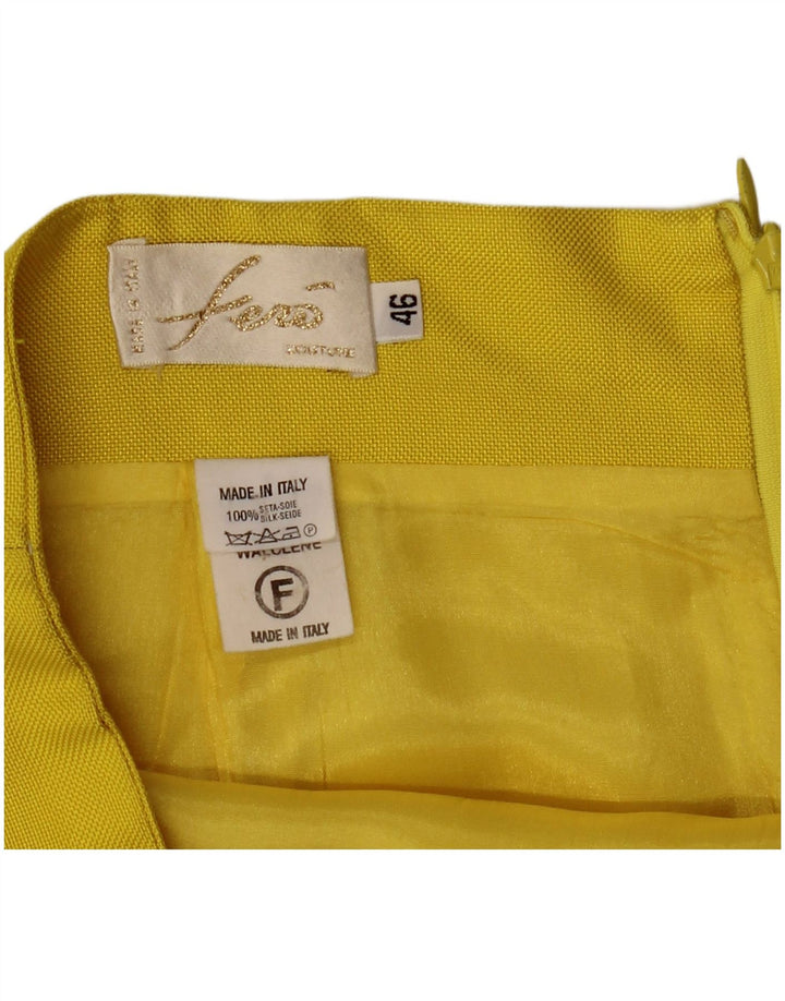 Vintage Womens 4 Button 2 Piece Skirt Set IT 46 Large W32  Yellow Silk