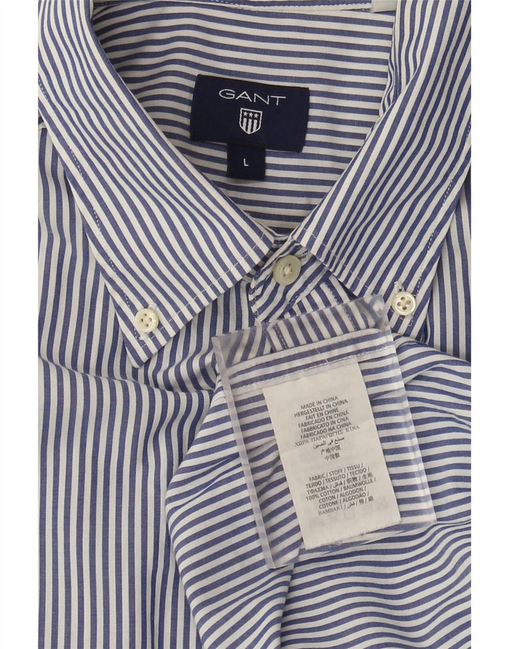 Gant Mens Regular Fit Shirt Large Blue Pinstripe Cotton