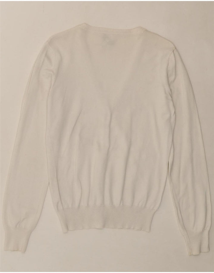 ARMANI JEANS Womens Cardigan Sweater EU 44 XL White Vintage Armani Jeans and Second-Hand Armani Jeans from Messina Hembry 