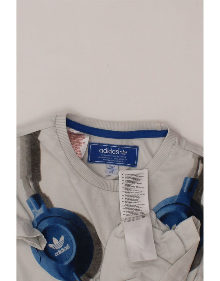 ADIDAS Boys Graphic T-Shirt Top 7-8 Years White Cotton