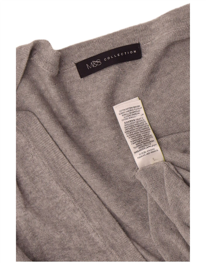 Marks & Spencer Womens Cardigan Sweater UK 14 Medium Grey Cotton