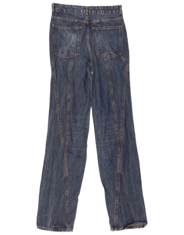 Zara Womens High Waist Straight Jeans EU 36 XS W26 L32 Navy Blue Cotton