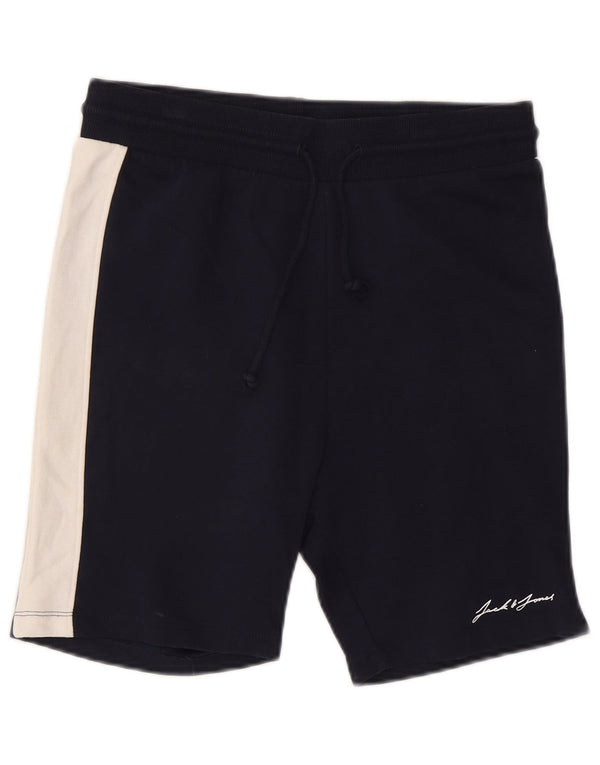 Jack & Jones Mens Sport Shorts Medium Navy Blue Colourblock Cotton