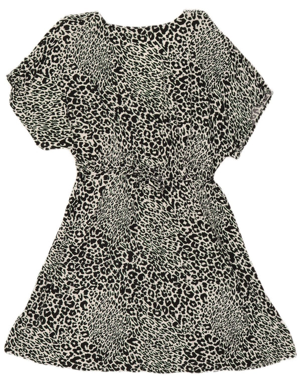 Marks & Spencer Womens A-Line Dress UK 14 Medium Black Animal Print Viscose