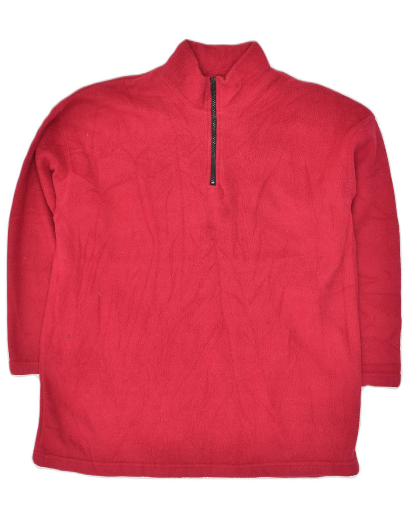 VINTAGE Mens Zip Neck Fleece Jumper Large Red Polyester | Vintage Vintage | Thrift | Second-Hand Vintage | Used Clothing | Messina Hembry 