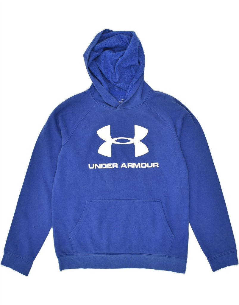 UNDER ARMOUR Boys Graphic Hoodie Jumper 13-14 Years XL Blue Cotton | Vintage Under Armour | Thrift | Second-Hand Under Armour | Used Clothing | Messina Hembry 