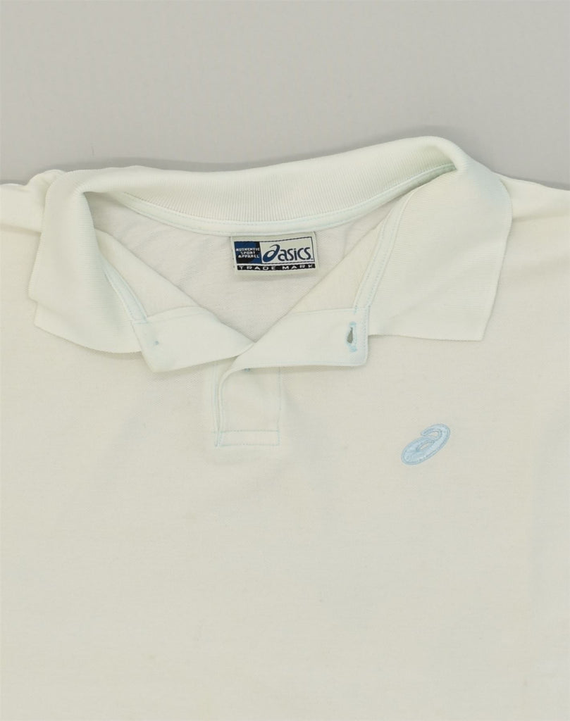 ASICS Mens Polo Shirt XL White Cotton | Vintage Asics | Thrift | Second-Hand Asics | Used Clothing | Messina Hembry 