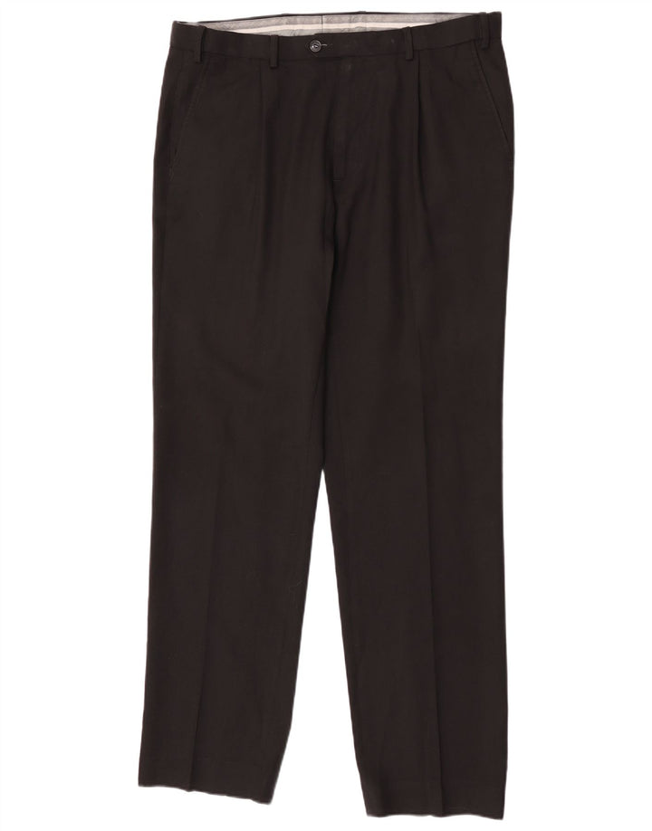 Marks & Spencer Mens Regular Fit Suit Trousers W36 L33 Black Wool