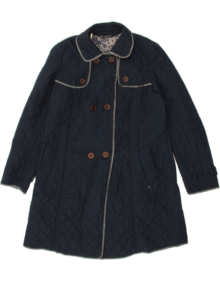 MARINA SPORT Womens Quilted Overcoat UK 16 Large Navy Blue Vintage Marina Sport and Second-Hand Marina Sport from Messina Hembry 