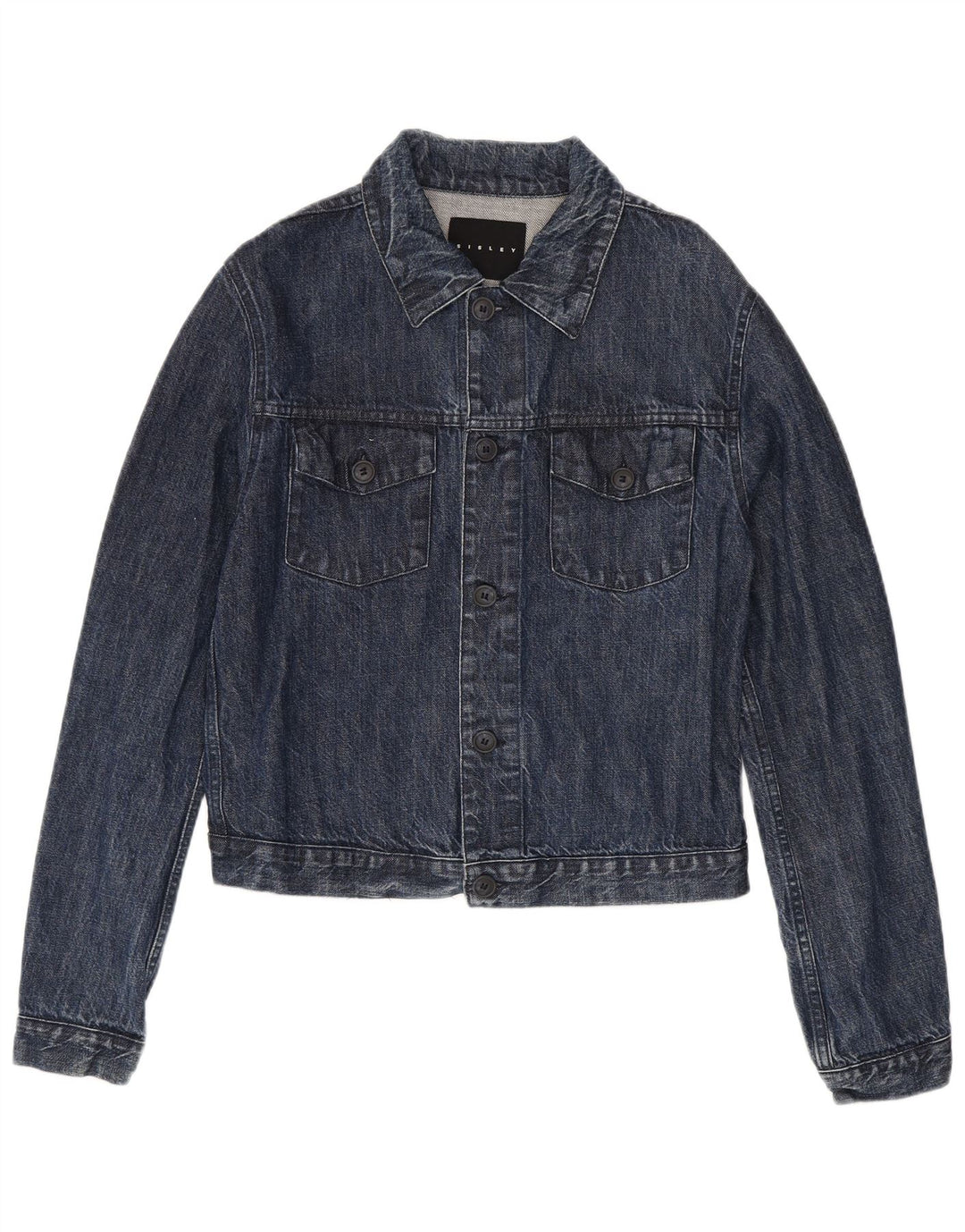 Sisley Womens Denim Jacket UK 14 Medium Navy Blue Cotton