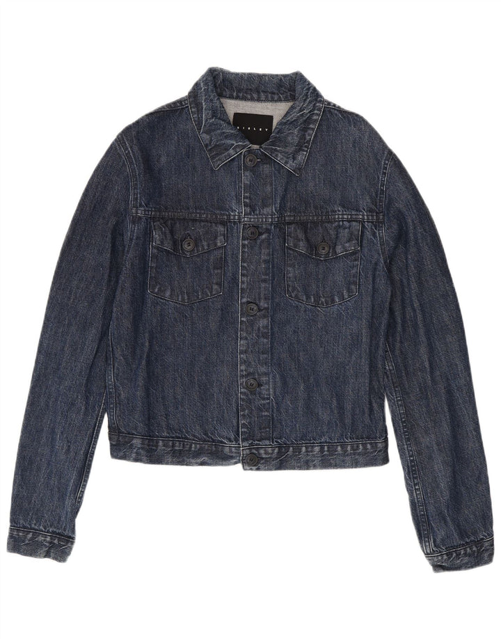 Sisley Womens Denim Jacket UK 14 Medium Navy Blue Cotton
