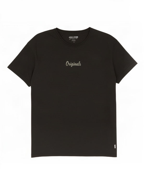 Jack & Jones Mens Graphic T-Shirt Top Large Black Cotton