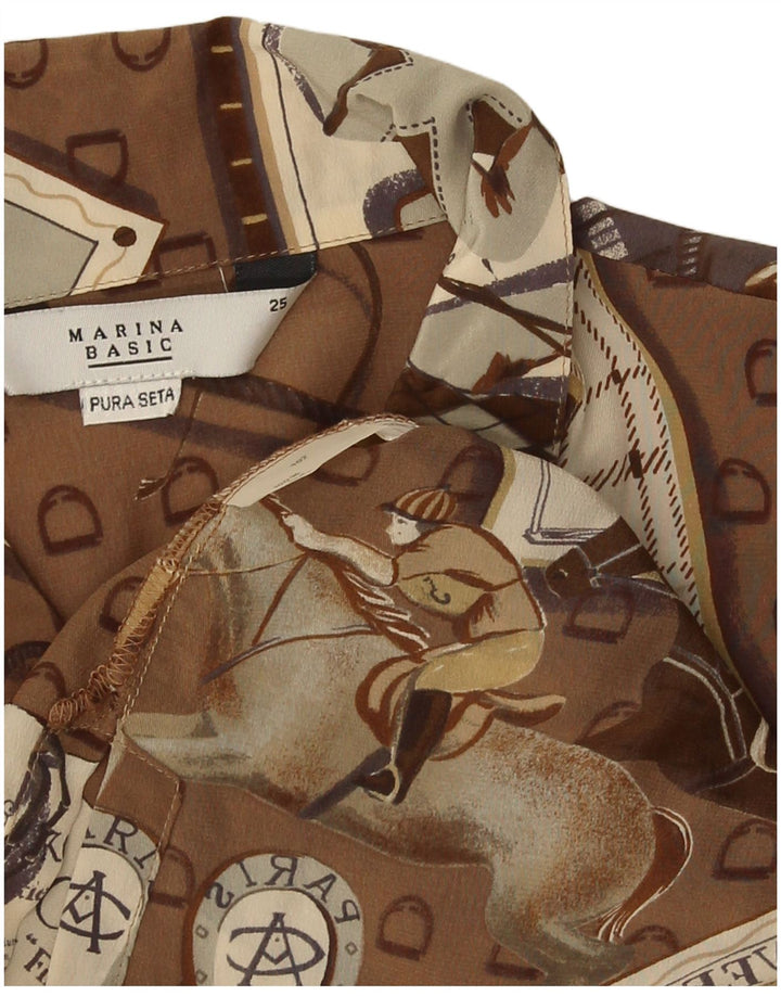 Marina Rinaldi Womens Tall Shirt Blouse Size 25 Large Brown Patchwork