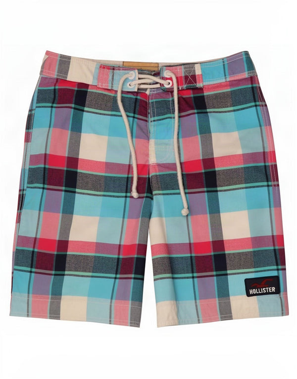 Hollister Mens Regular Swimming Shorts Medium Multicoloured Plaid Beach