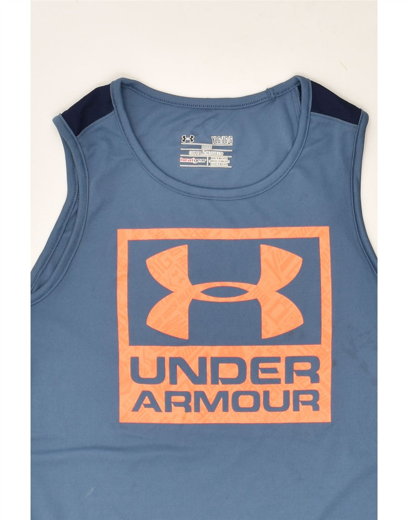 UNDER ARMOUR Boys Heat Gear Graphic Vest Top 11-12 Years Large Blue | Vintage Under Armour | Thrift | Second-Hand Under Armour | Used Clothing | Messina Hembry 