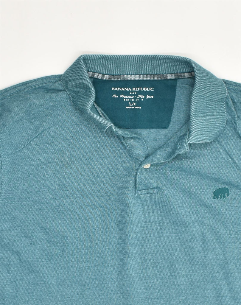 BANANA REPUBLIC Mens Polo Shirt Large Blue Cotton | Vintage Banana Republic | Thrift | Second-Hand Banana Republic | Used Clothing | Messina Hembry 