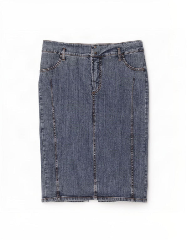 Ferre Womens Denim Skirt IT 46 Large W32 Blue Cotton