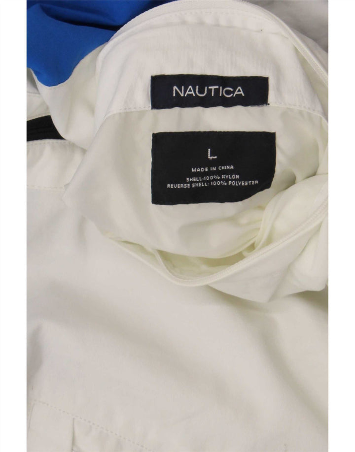 Nautica Mens Graphic Bomber Jacket UK 42 Large Navy Blue Colourblock