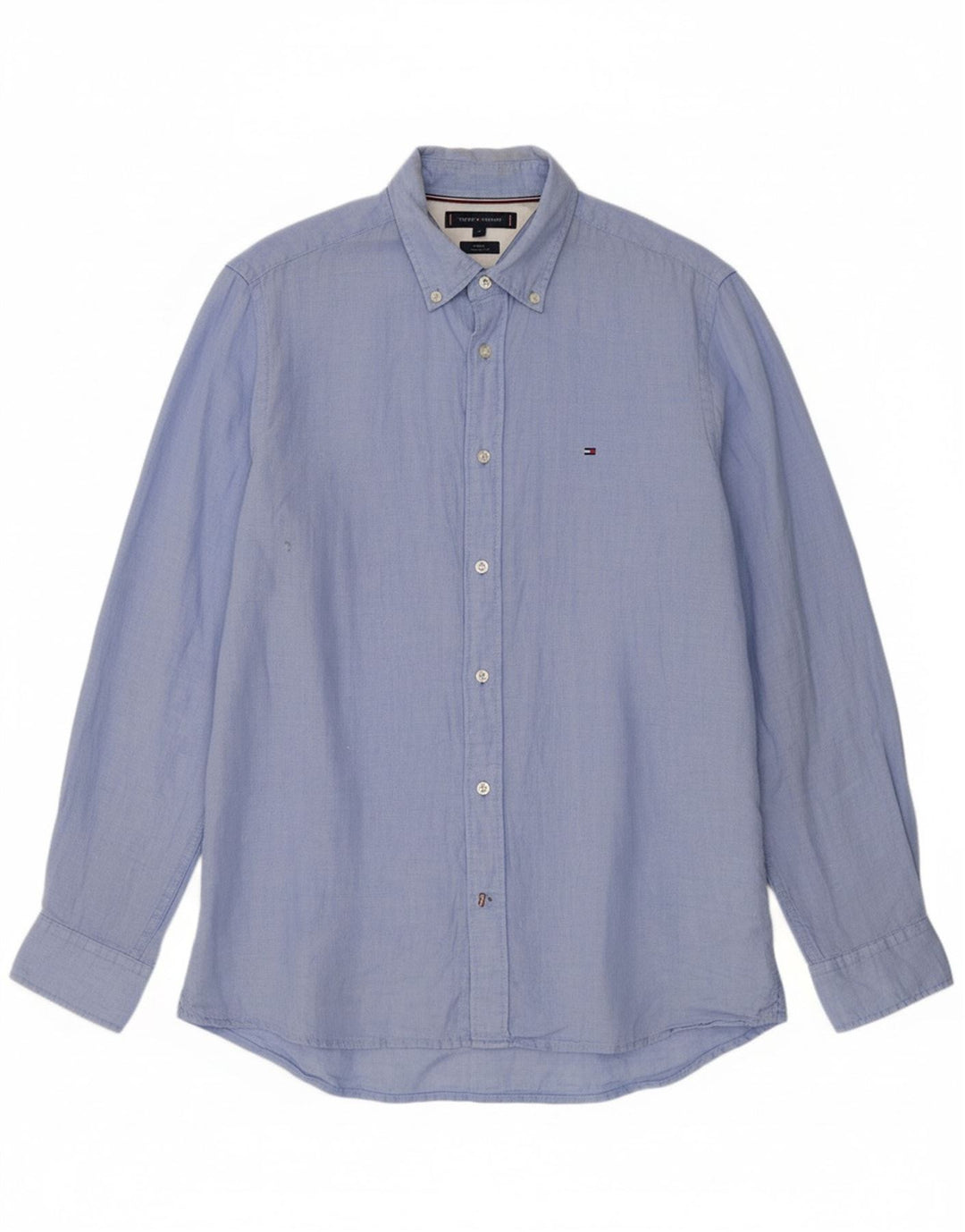 TOMMY HILFIGER Mens Regular Fit Shirt Large Blue Linen