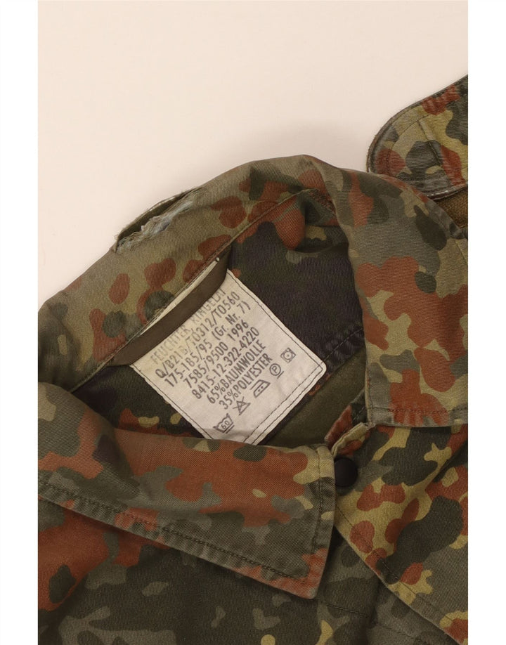 Vintage Mens Military Jacket UK 38 Medium Khaki Camouflage Cotton