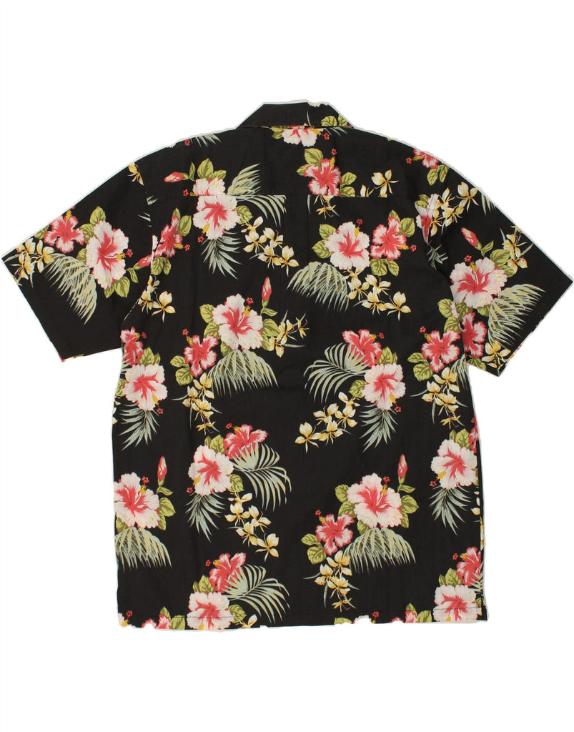 KEN BAKER Mens Short Sleeve Shirt Large Black Floral Polyester Vintage Ken Baker and Second-Hand Ken Baker from Messina Hembry 