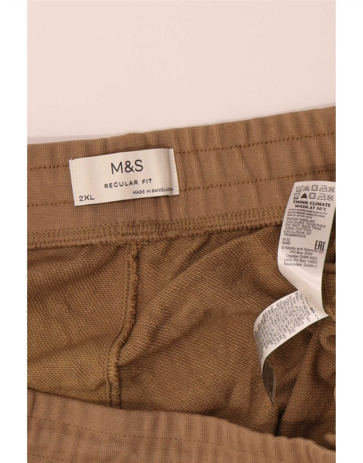 Marks & Spencer Mens Regular Fit Sport Shorts 2XL Beige Cotton