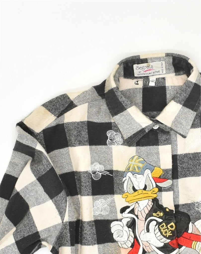 EMMANUEL SCHVILI Womens Disney Graphic Flannel Shirt IT 42 Medium Black | Vintage Emmanuel Schvili | Thrift | Second-Hand Emmanuel Schvili | Used Clothing | Messina Hembry 