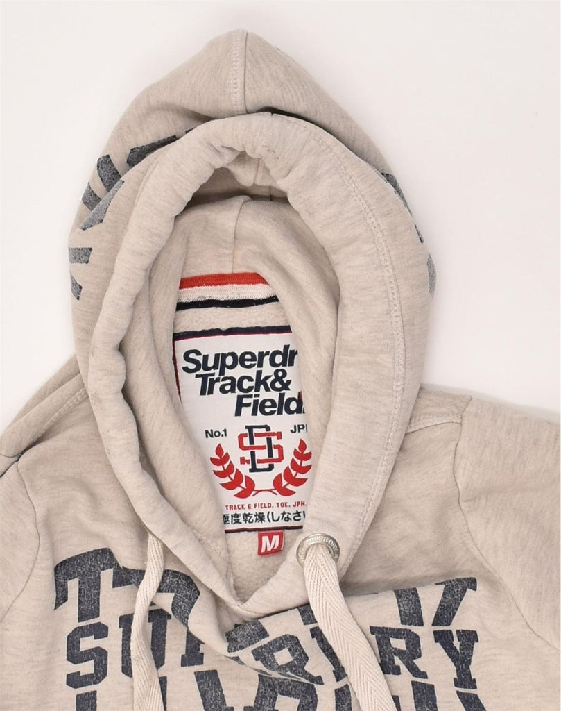 SUPERDRY Womens Track & Field Graphic Hoodie Jumper UK 14 Medium Grey | Vintage Superdry | Thrift | Second-Hand Superdry | Used Clothing | Messina Hembry 