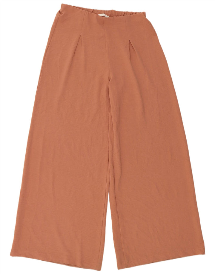Zara Womens Wide Leg Casual Trousers Large W32 L32 Brown Polyester