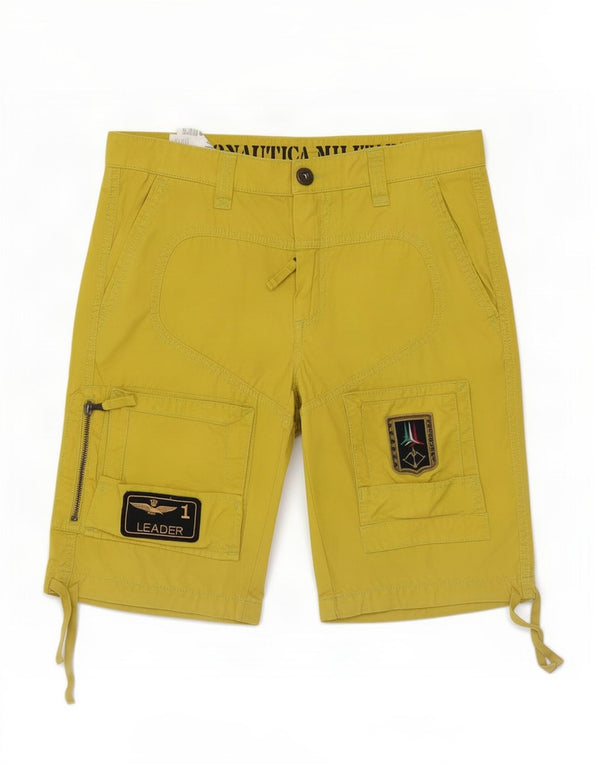 Aeronautica Militare Mens Cargo Shorts IT 46 Small W32 Yellow Cotton