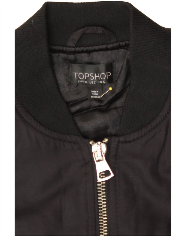 Topshop Womens Oversized Bomber Jacket UK 6 XS  Black Polyester