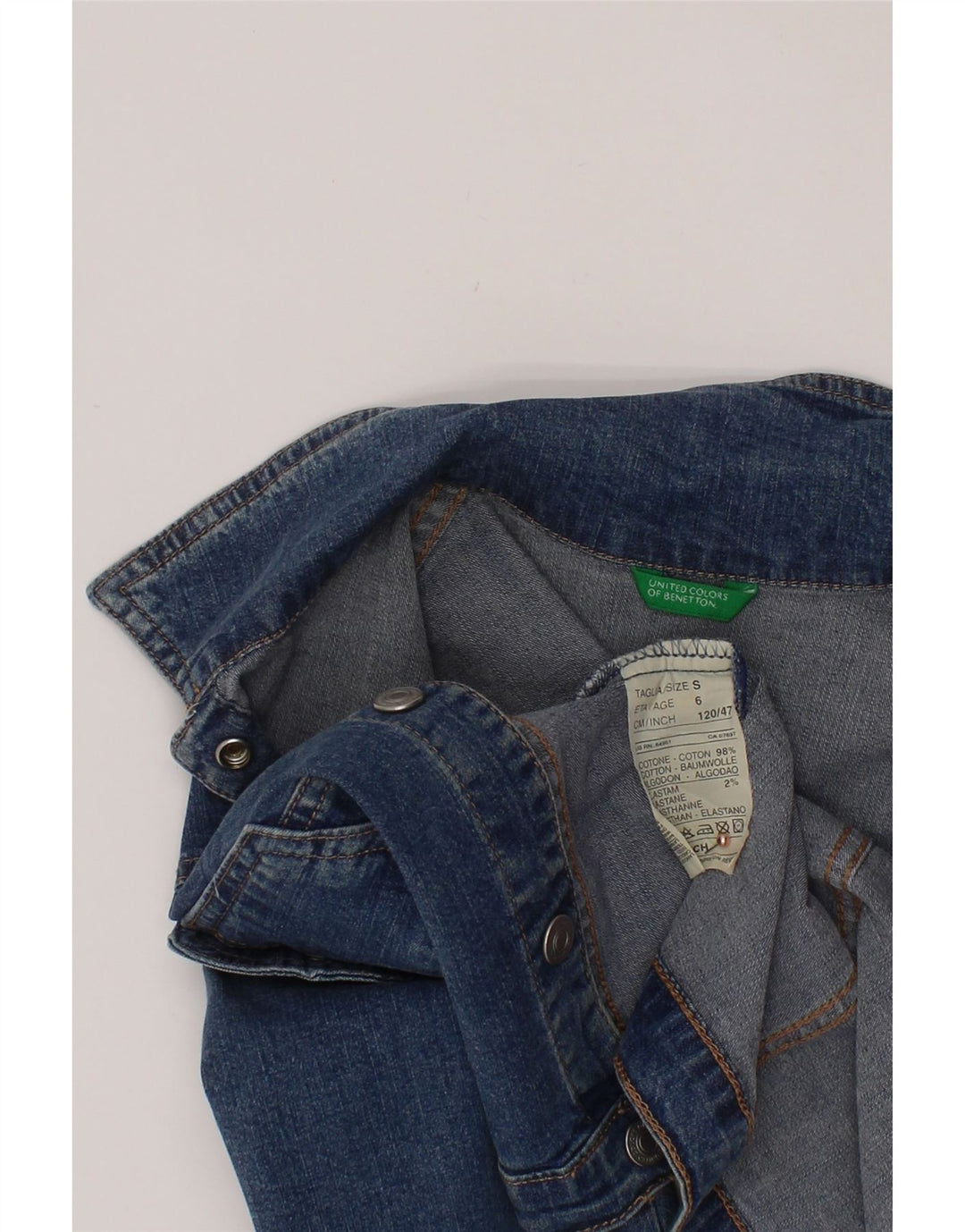 BENETTON Boys Denim Jacket 5-6 Years Small Blue Cotton
