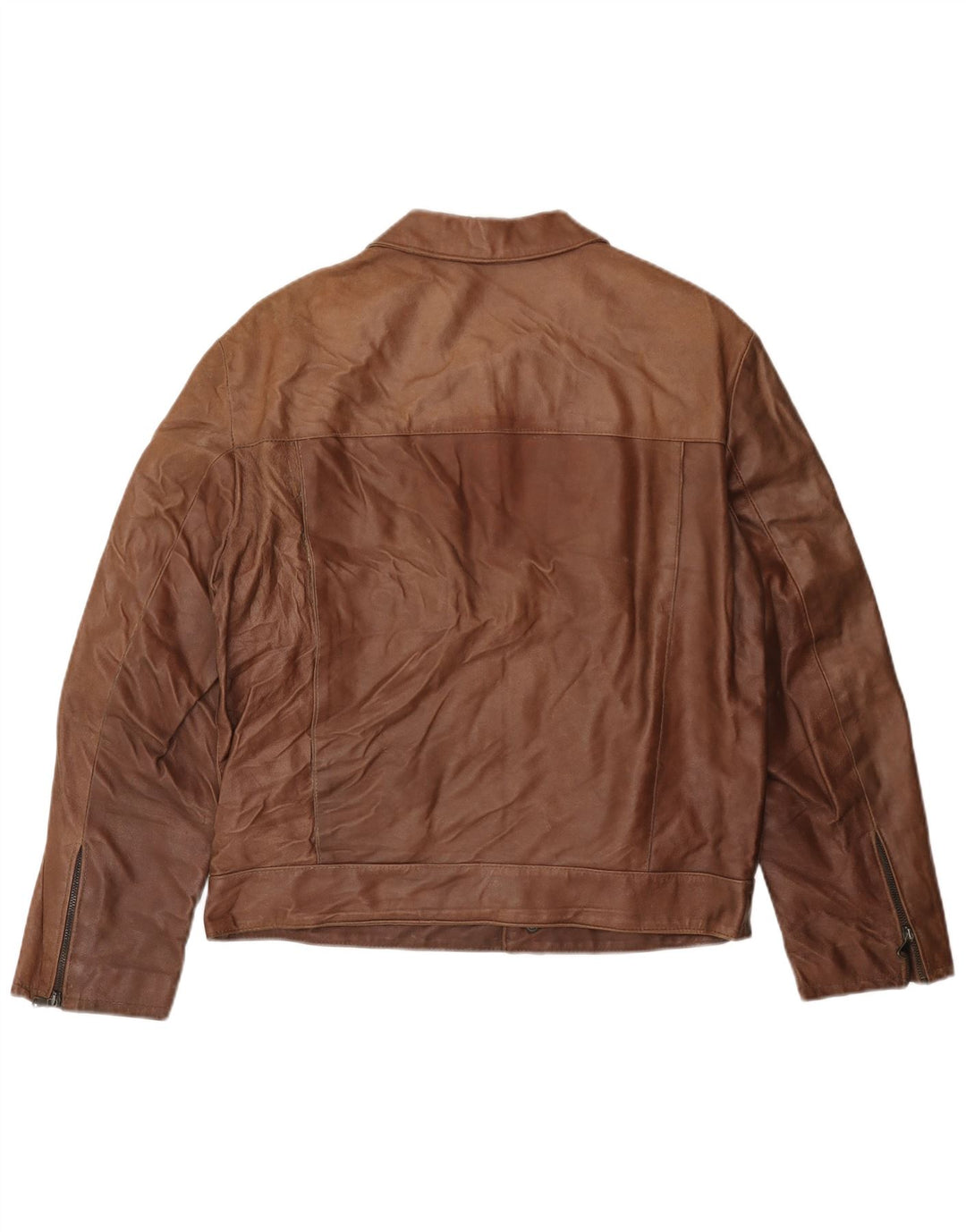 MASTERPELLE Mens Bomber Leather Jacket UK 40 Large Brown Leather
