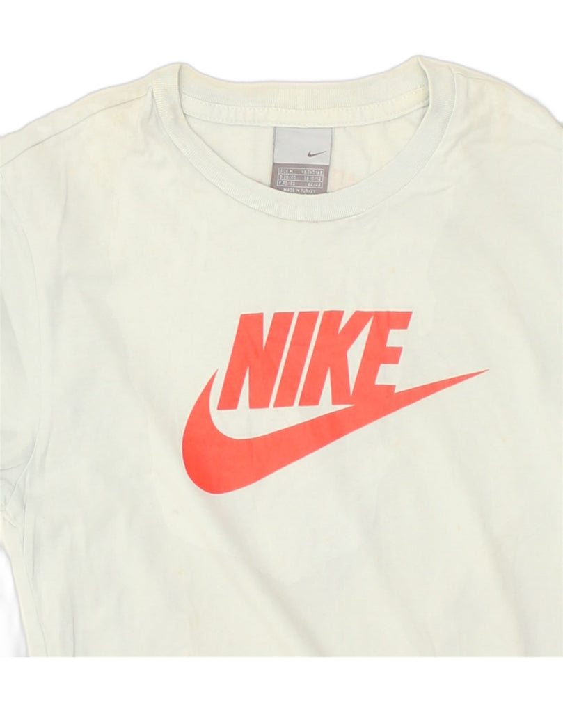 NIKE Womens Graphic T-Shirt Top UK 10/12 Medium Off White | Vintage Nike | Thrift | Second-Hand Nike | Used Clothing | Messina Hembry 