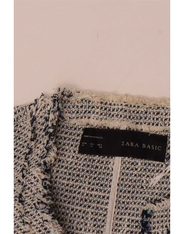 Zara Womens Blazer Jacket UK 12 Medium Grey Cotton
