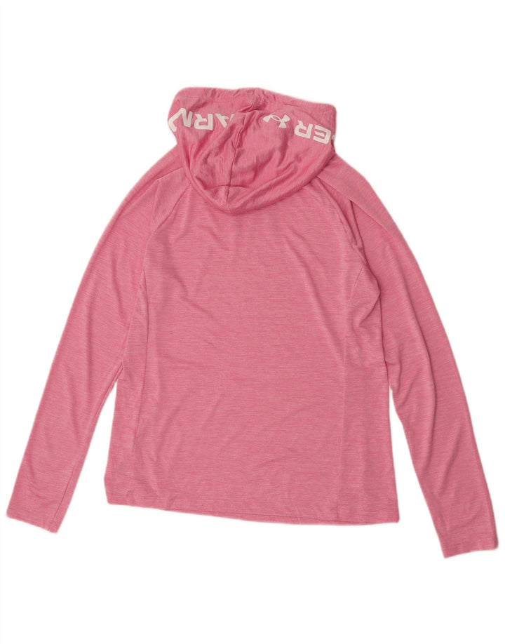 Under Armour Womens Hooded Graphic Top Long Sleeve UK 14 Medium Pink