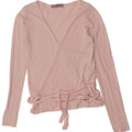 Zara Womens Long Sleeve Wrap Blouse Top UK 12 Medium Pink Viscose