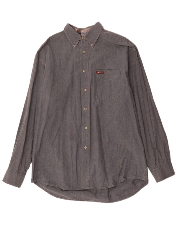 Marlboro Classics Mens Checked  Shirt Large Grey Cotton
