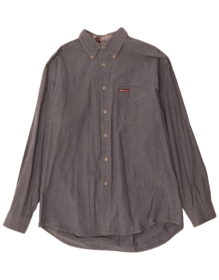 Marlboro Classics Mens Checked  Shirt Large Grey Cotton