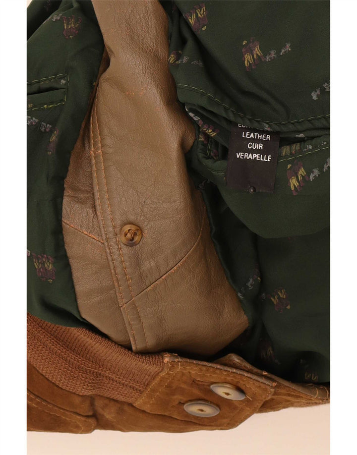Vintage Mens Suede Bomber Jacket UK 42 XL Brown Leather