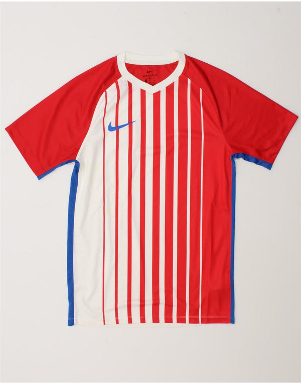 Nike Mens Dri Fit T-Shirt Top Small Red Striped Polyester